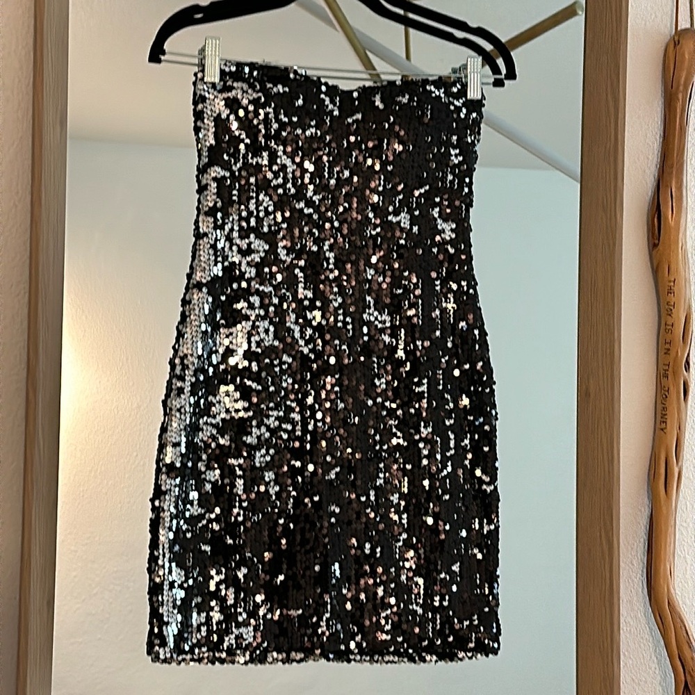 As you wish small strapless sequins dress